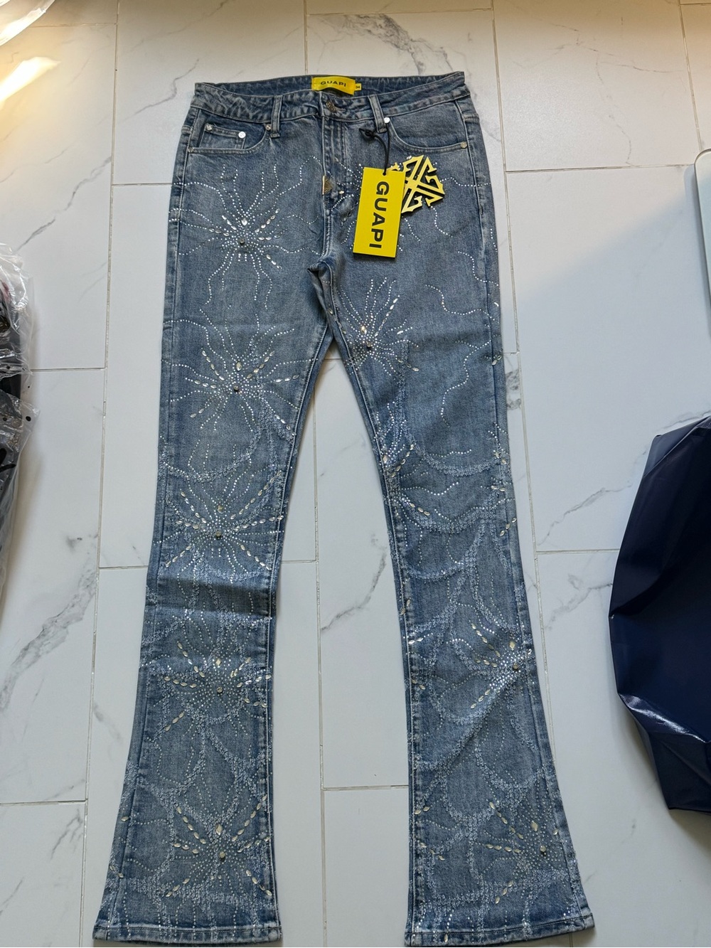 GUAPI mens blue Denim Jeans